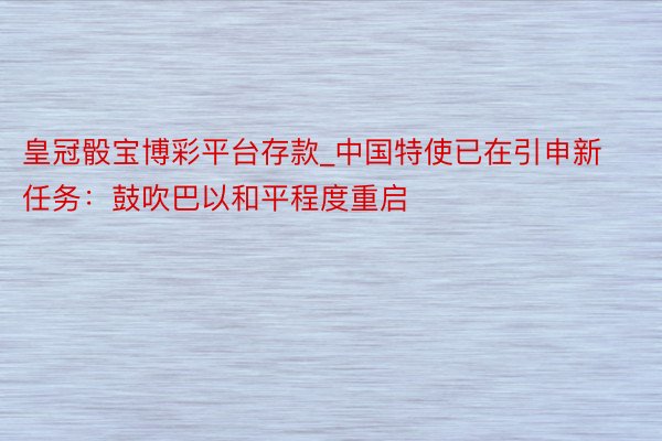皇冠骰宝博彩平台存款_中国特使已在引申新任务：鼓吹巴以和平程度重启